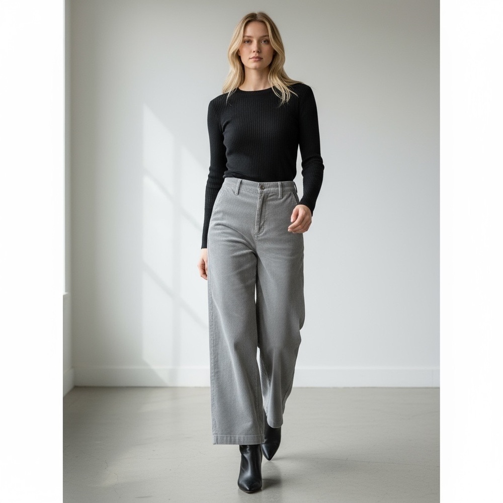 AG Adriano Goldschmied Tailored Deven High Rise Ultra Wide Leg Corduroy Trousers - Picture 1 of 14